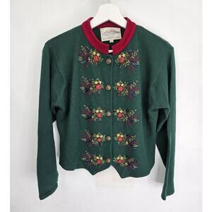 VTG Susan Bristol Womens Cardigan Size Petite S Hand Embroidered Ugly Sweater